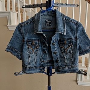 One Tuff Babe crop denim short sleeve jacket (M)
